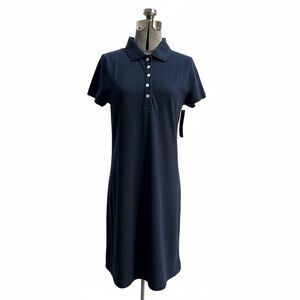 NWT Nautica Women's Easy Classic Short Sleeve Stretch Cotton Polo Dress in navy